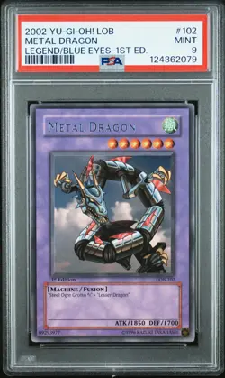 2002 YU-GI-OH! LOB-LEGEND OF BLUE EYES WHITE DRAGON 1ST ED METAL DRAGON PSA 9 - Image 1
