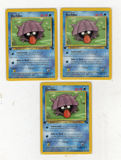 Pokemon TCG Fossil Shellder 1st Edition Lot (3) Cards 54/62 NM - Image 1