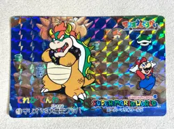 Super Mario World 1993 Banpresto No.19 Mario vs Bowser Holo Prism Card Japan - Image 1