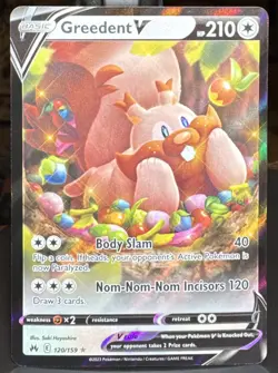 Pokemon TCG Greedent V 120/159 Crown Zenith Ultra Rare (Full Art) Holo Cute Card - Image 1