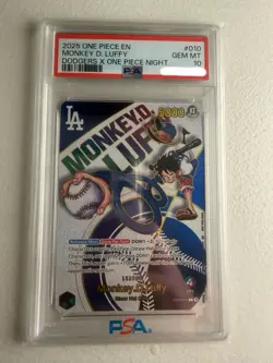 Namco Monkey D. Luffy Leader Foil Dodgers x One Piece Night PSA 10 Card 010 EN - Image 3