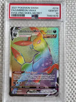 Pokemon Umbreon VMAX 214/203 Rainbow Secret Rare Evolving Skies 2021 PSA 10 - Image 1