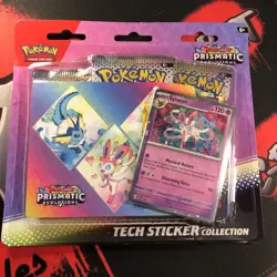 Prismatic Evolutions 3 Pack Blister Tech Sticker Collection Pokemon New Sealed - Image 1