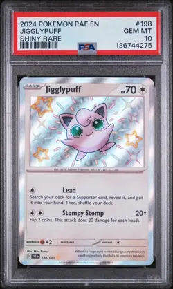 Jigglypuff 198 - Pokemon Paf En-Paldean Fates Shiny Rare - PTCG PSA 10 - Image 1