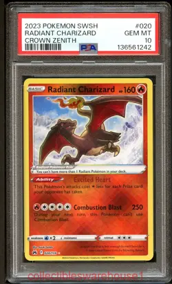 Pokemon Crown Zenith Radiant Charizard 020 PSA 10 - Image 1