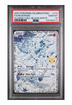 Pokemon Celebrations Reshiram Card PSA 10 113/114 TCG - Image 1
