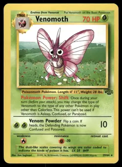 Pokemon Cards Venomoth 29/64 UNLIMITED Jungle Rare NM *1 - Image 1