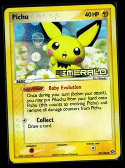 Pichu Reverse Holo 59/106 ex Emerald 2005 LP Pokemon Card - Image 1