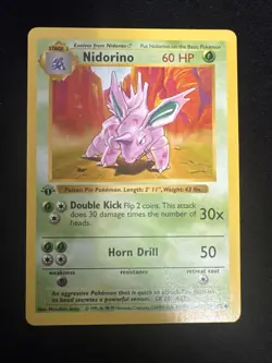 Pokemon Nidorino TCG Base Set Uncommon Card 37/102 1st Edition Shadowless - Image 2