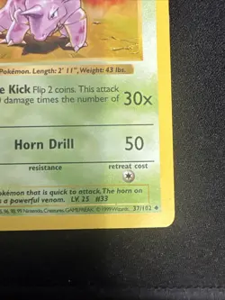 Pokemon Nidorino TCG Base Set Uncommon Card 37/102 1st Edition Shadowless - Image 5