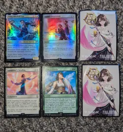 MTG Final Fantasy 10 FFX Yuna Tidus Foil Trading card Commander Rare + Sleeve - Image 1