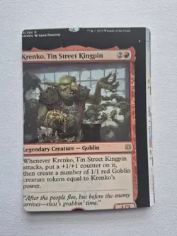 Krenko, Tin Street Kingpin Rare Foil War of the Spark NFC Miscut MTG - Image 1