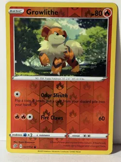 Growlithe 027/192 Reverse Holo SWSH02: Rebel Clash NM Pokemon Fast Shipping - Image 1
