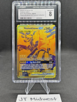 2021 Pokemon SM Black Star Promo Pikachu & Zekrom Tag Team #SM248 CGC 8 - Image 3