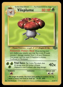 Pokemon Cards Vileplume 31/64 UNLIMITED Jungle WOTC Rare LP *3 - Image 1