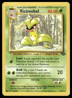 Pokemon Cards Victreebel 30/64 UNLIMITED Jungle WOTC Rare NM *2 - Image 1
