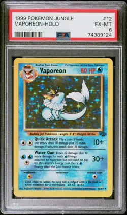 1999 Pokemon Jungle Vaporeon Holo 12/64 PSA 6 EX-MT FRESH SLAB - Image 1