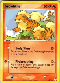 Growlithe 55/92 Legend Maker Pokemon TCG LP/MP Normal - Image 1