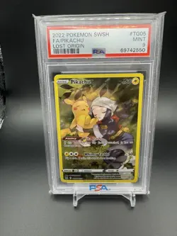 Pokemon TCG Pikachu TG05/TG30 Lost Origin Full Art Holo Ultra Rare PSA 9 Mint - Image 1