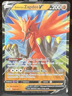 Pokemon Galarian Zapdos V 080/198 Swsh06 Sword & Shield Chilling Reign Full Art - Image 1