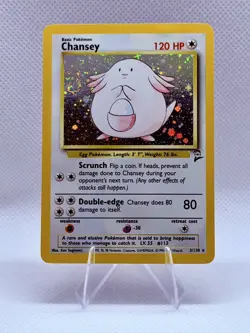 Chansey 2nd Edition 3/102 Holo Rare Base Set Pokemon NM - Image 1