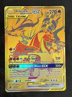 SM247 Reshiram & Charizard GX Black Star Promo Sun & Moon - Near Mint Pokemon - Image 1