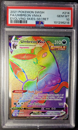 Pokemon Umbreon VMAX Evolving Skies Rainbow Secret Rare 214/203 PSA 10 Gem Mint - Image 1
