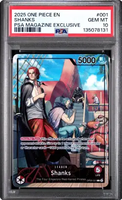 2025 ONE PIECE PROMOS PSA MAGAZINE EXCLUSIVE #001 SHANKS PSA 10 - Image 1