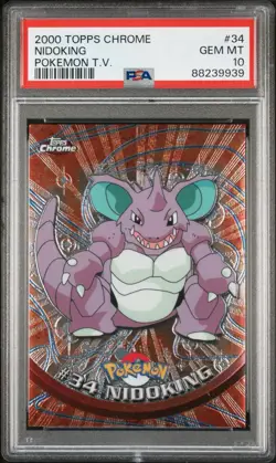 PSA 10 Nidoking 34 VINTAGE 2000 Topps Chrome Pokemon Card T.V. GEM MINT - Image 1