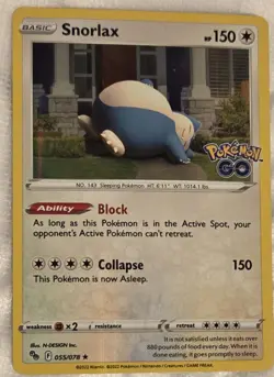 Snorlax 55/78 Pokemon Go Set Holo Rare Pokemon Card TCG 2022 - Image 1