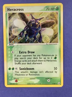 Heracross 7/101 Holo SWIRL Rare EX Hidden Legends Pokemon Card - Image 1