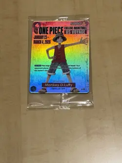 One Piece Monkey D. Luffy College Basketball US Voyage Promo Card Sealed Houston - Image 1