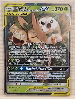 Rowlet & Alolan Exeggutor GX Holo Card 1/236 Tag Team Sm-Unified Minds - Image 1