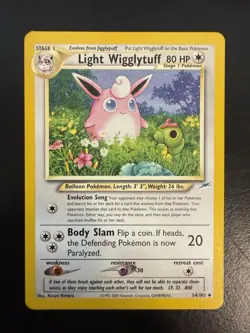 Pokemon TCG Light Wigglytuff Neo Destiny Uncommon Card 54/105 LP - Image 1