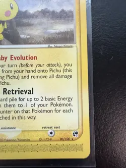 Pokemon Pichu TCG Regular Rare Card 20/100 EX Sandstorm NM - Image 5