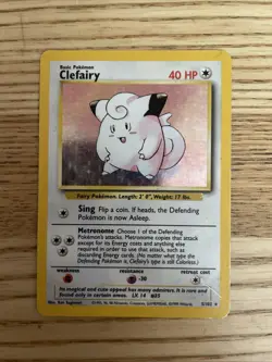 Pokemon TCG Clefairy Holo Rare Card Base Set, 5/102 Moderate Play Condition Card - Image 1