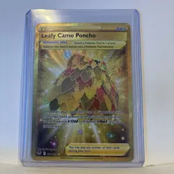 Leafy Camo Poncho 214/195 Silver Tempest Gold Secret Rare Holo Pokemon Card NM - Image 2
