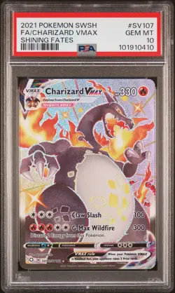 2021 POKEMON SWORD & SHIELD SHINING FATES #SV107 FULL ART/CHARIZARD VMAX PSA 10 - Image 1