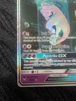2017 Pokemon Sun & Moon Shining Legends #78 Mewtwo GX Secret Rare. - Image 5