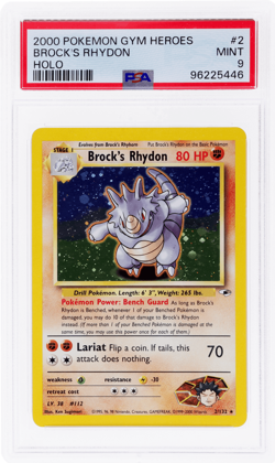 2000 Pokemon Gym Heroes Brock's Rhydon Holo #2 PSA 9 - Image 1