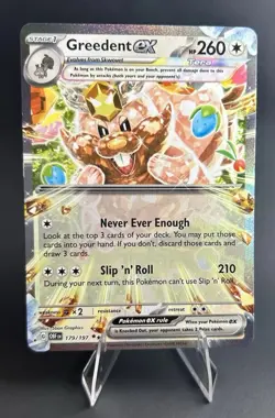 Greedent EX 179/197 Sv03: Obsidian Flames Holo DOUBLE RARE POKEMON TCG [NM] - Image 1