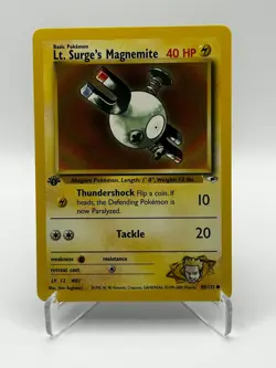 LT. SURGE'S MAGNEMITE 80/132 COMMON GYM HEROES POKEMON NM - Image 1