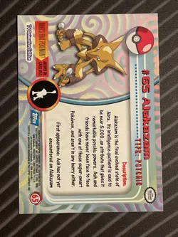 Alakazam #65 1999 Topps - Near Mint - Pokemon - Image 2