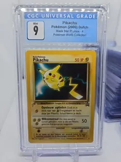 2000 POKEMON PIKACHU WORLD DUTCH #4 PIKACHU BLACK STAR PROMO CGC 9 - Image 1