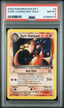 2000 POKEMON ROCKET #4 DARK CHARIZARD-HOLO PSA 8 - Image 1