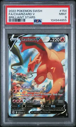 Charizard v Alternate Full Art Holo Card 154/172 Swsh09 Brilliant Stars PSA 9 - Image 1