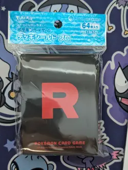 Pokemon Card Japan Team Rocket Card Sleeves Logo Black Red NEW 64ct - Image 1
