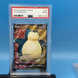 2020 POKEMON SWORD & SHIELD #197 FULL ART/SNORLAX V PSA 9 - Image 1