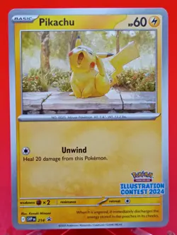 Pikachu SVP EN 214 Illustration Contest 2024 Black Star Promo NM Pokemon TCG - Image 1