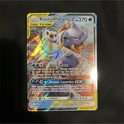Pokemon Blastoise & Piplup GX Ultra Rare Holo 38/236 270 HP Sm-Cosmic Eclipse - Image 1